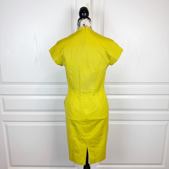 REISS Plunge Neck Yellow Dress Size 8 - Picture 3 of 5